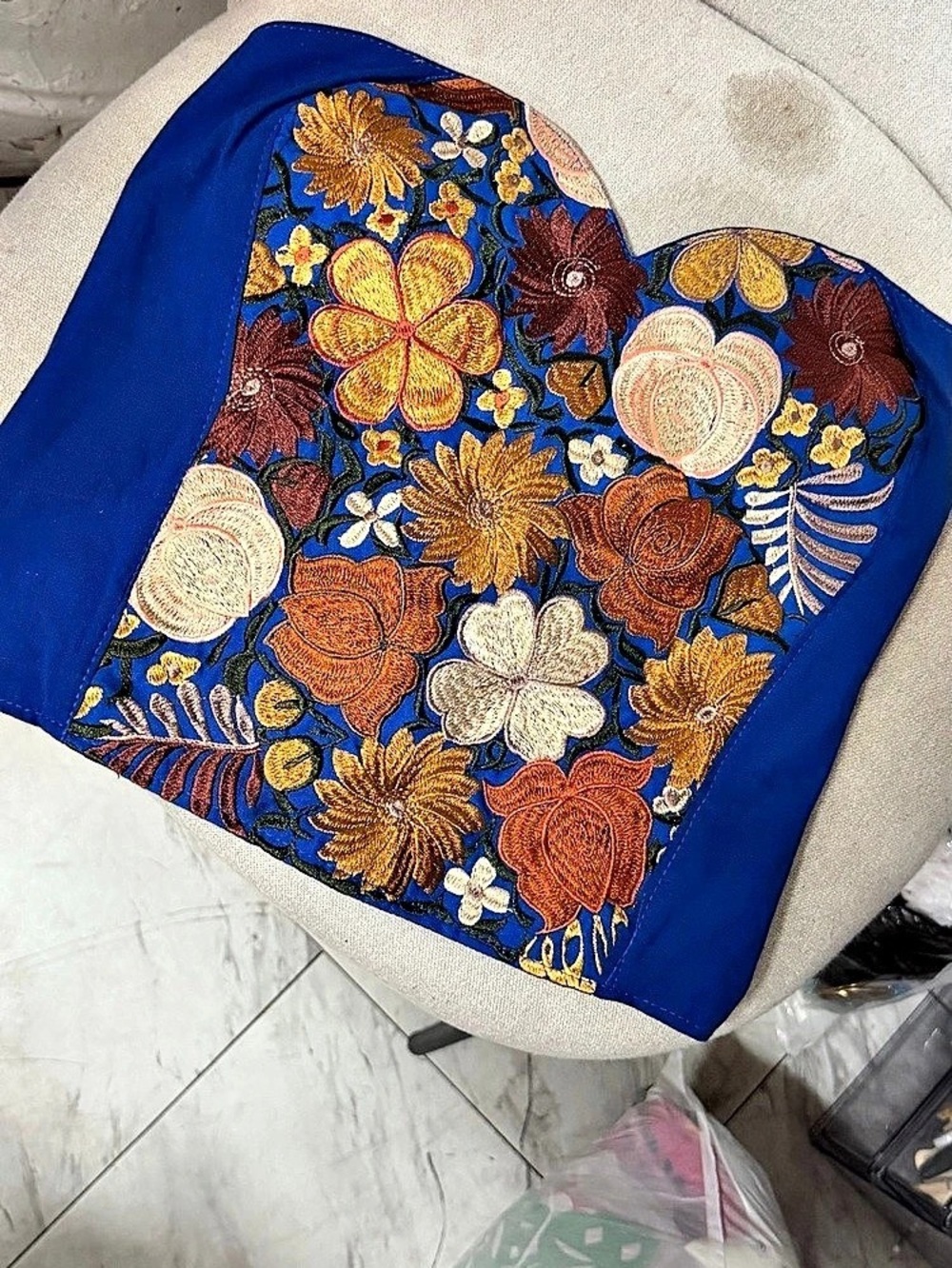 Floral Tube top in Blue & Multicolor Like New- from Mexico